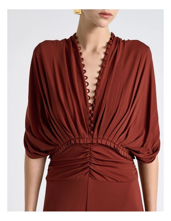 Jersey Pleated Wide Leg Jumpsuit in Red image 4