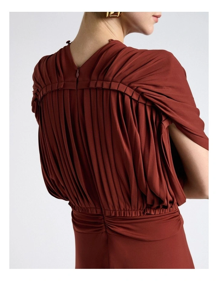 Jersey Pleated Wide Leg Jumpsuit in Red image 5