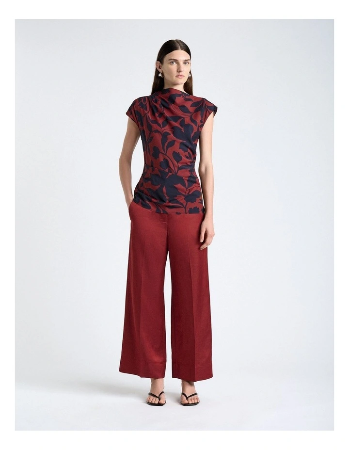 Ink Stencil Floral Draped Neck Top image 5