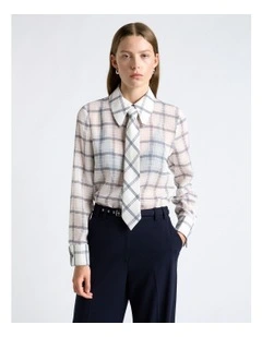 Sheer Check Shirt with Tie