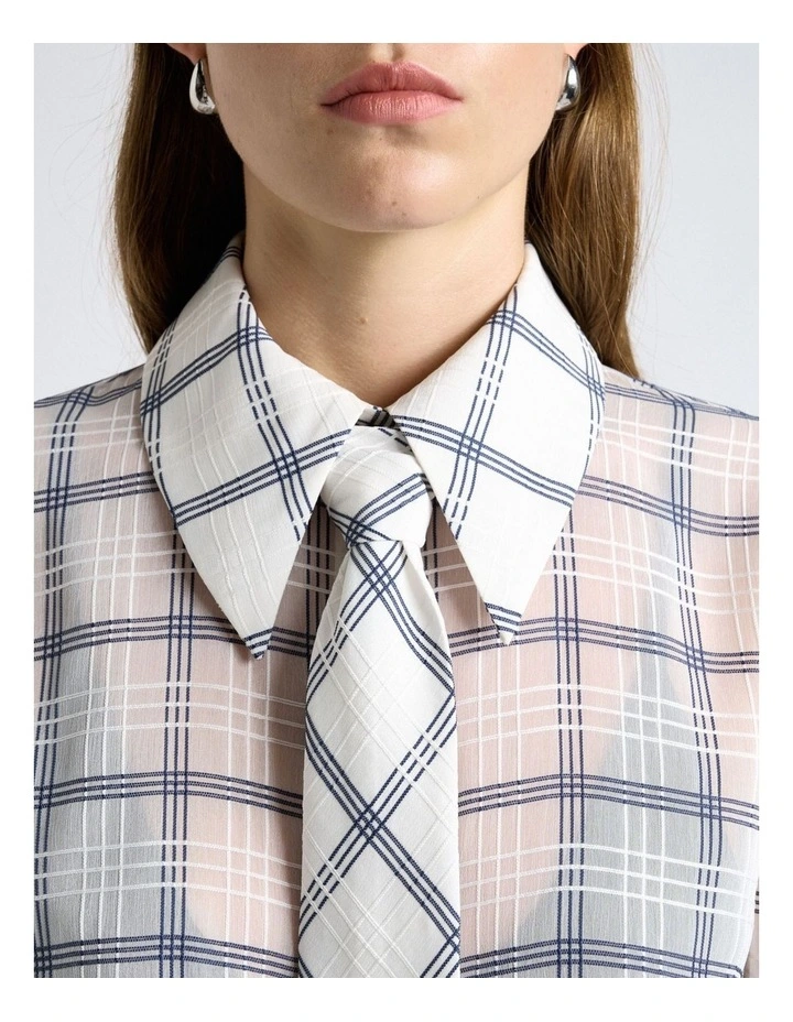 Sheer Check Shirt with Tie image 3