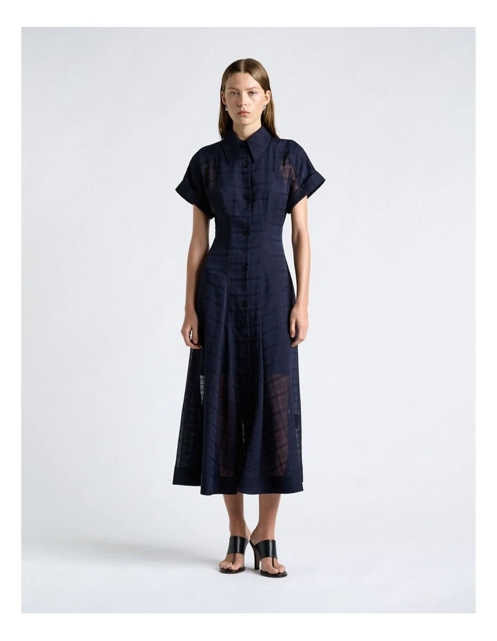 Sheer Check Midi Shirt Dress image 1