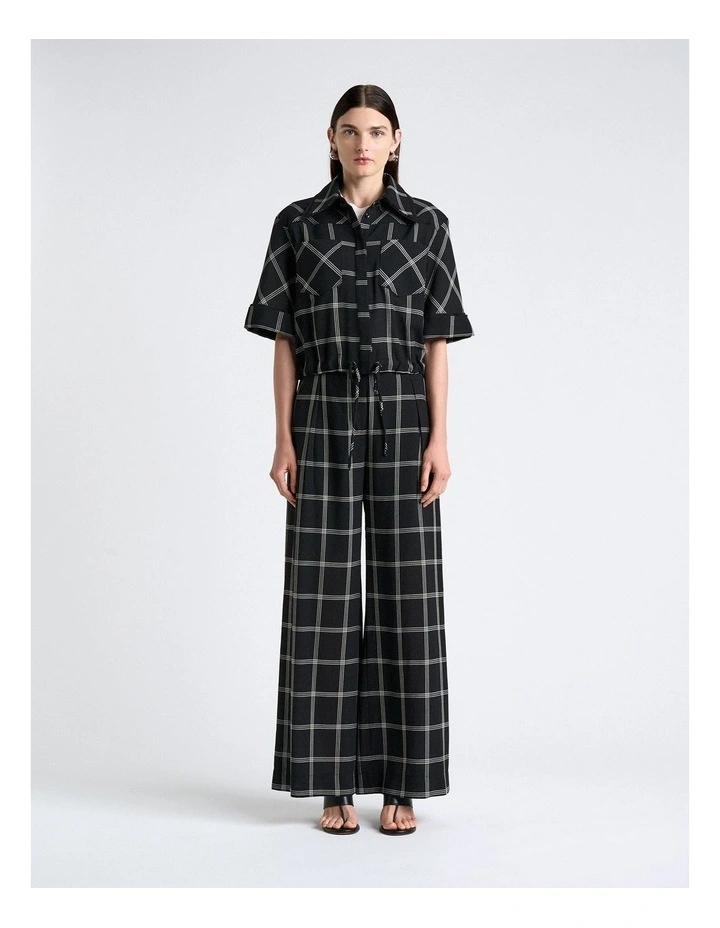 Recycled Check Drawstring Shirt in Black image 5