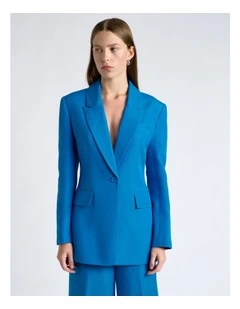 Bright Blue Lustre Linen Blend Blazer