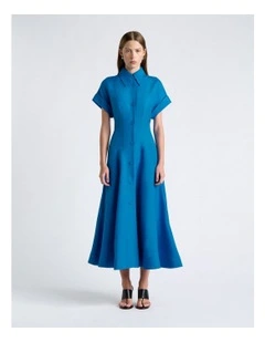 Lustre Linen Blend Midi Shirt Dress