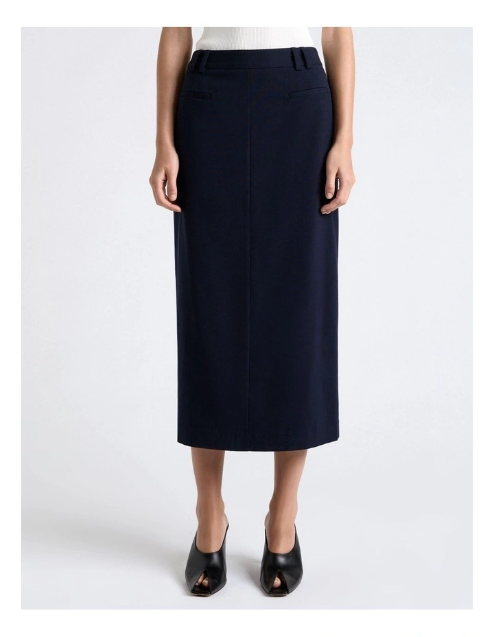 Stretch Suiting Pencil Midi Skirt image 1