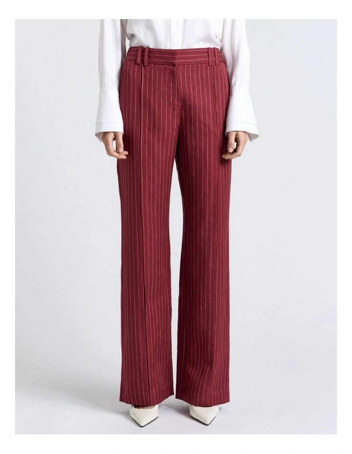 Linen Blend Pinstripe Wide Leg Pant image 1