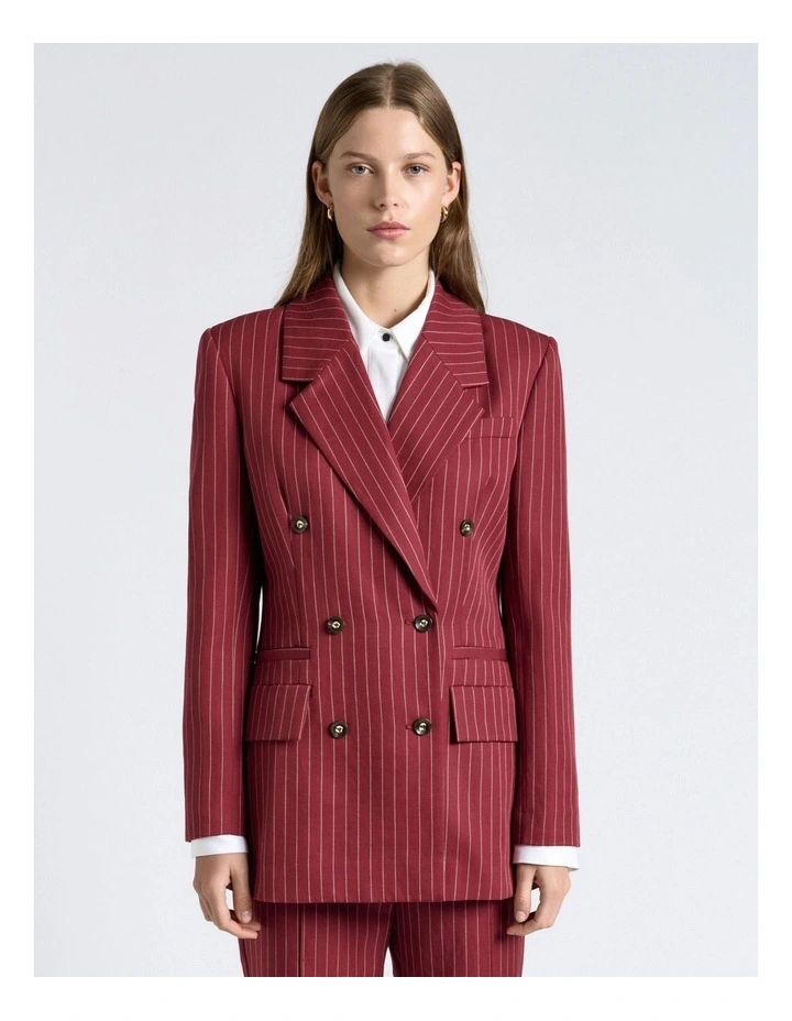 Linen Blend Pinstripe Blazer image 1