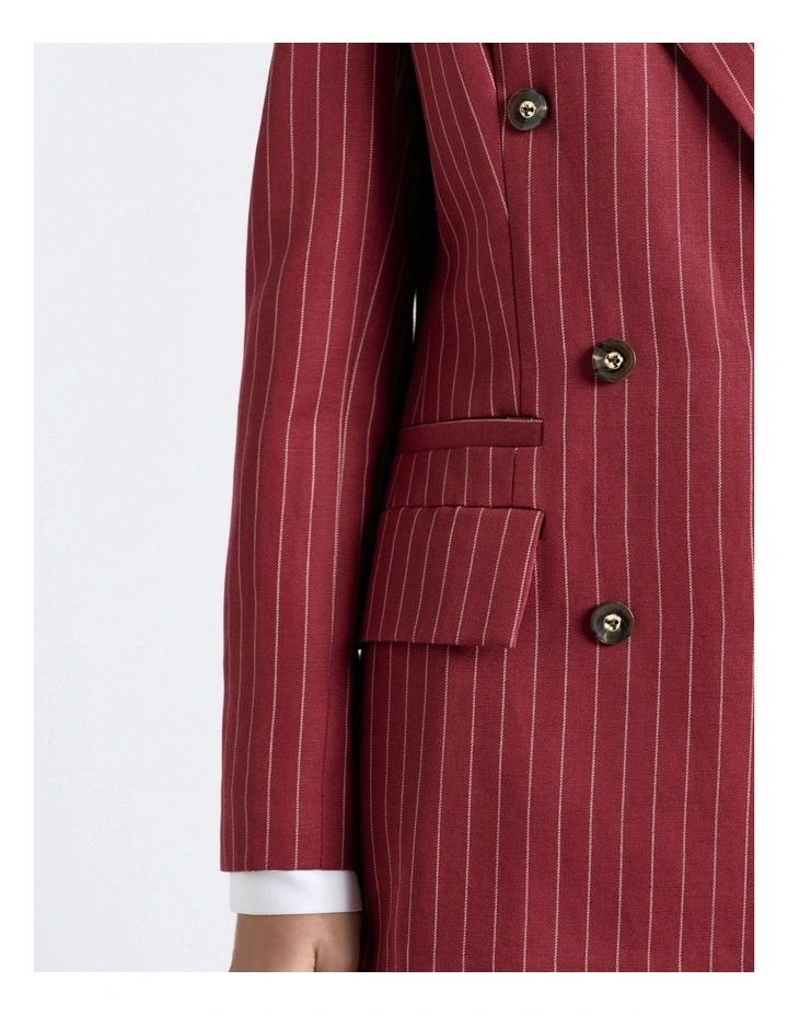 Linen Blend Pinstripe Blazer image 4