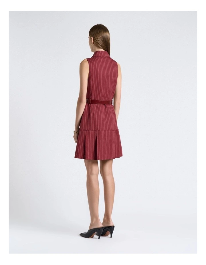 Linen Blend Pinstripe Mini Dress image 2