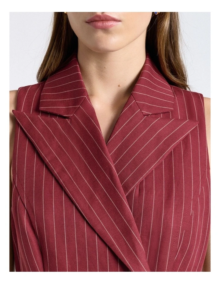 Linen Blend Pinstripe Mini Dress image 4