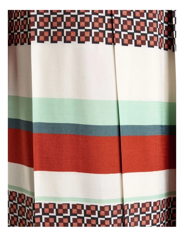 Geo Tile Pleated Midi Dress in Multi image 5