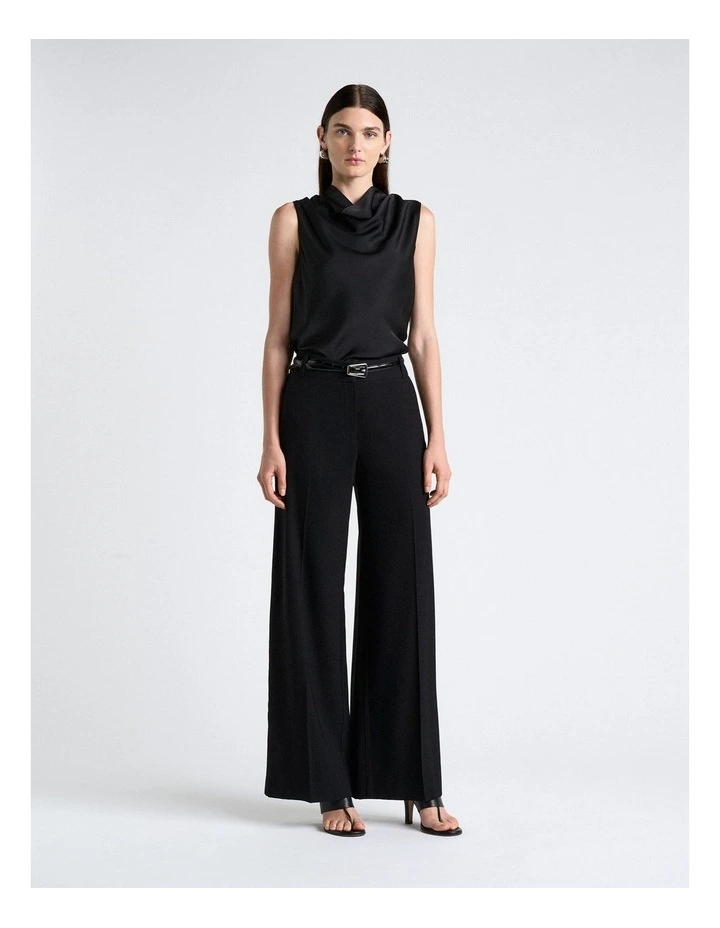Satin Cowl Neck Top in Black image 4