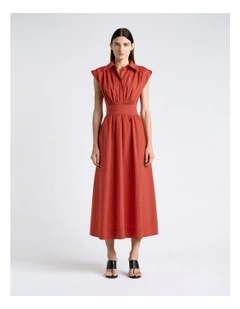 Terracotta Soft Finish Cotton Shirt Dress in Orange