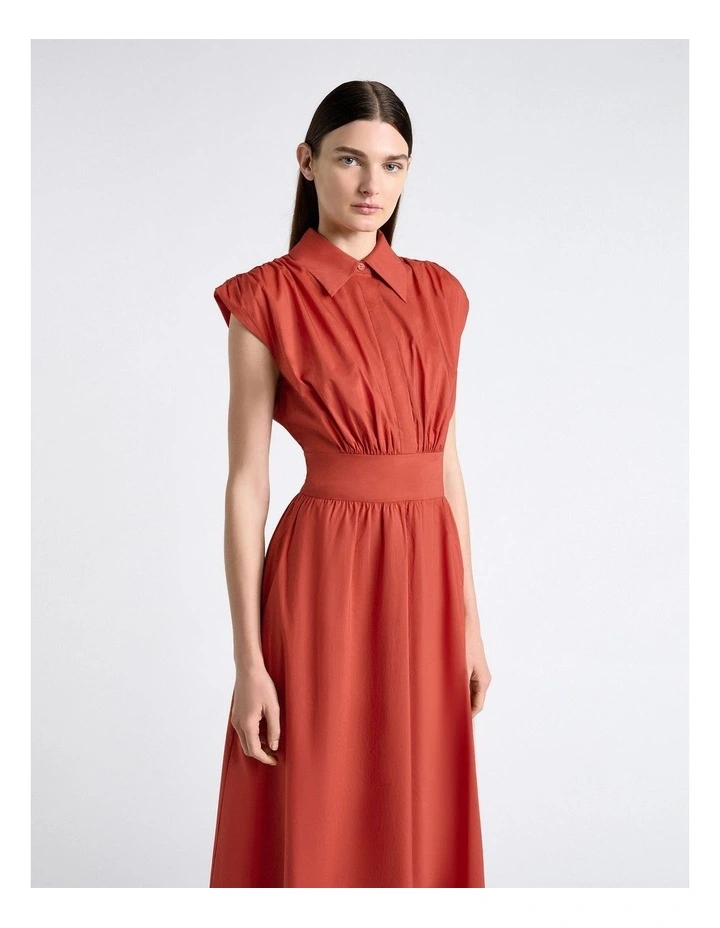 Terracotta Soft Finish Cotton Shirt Dress in Orange image 4