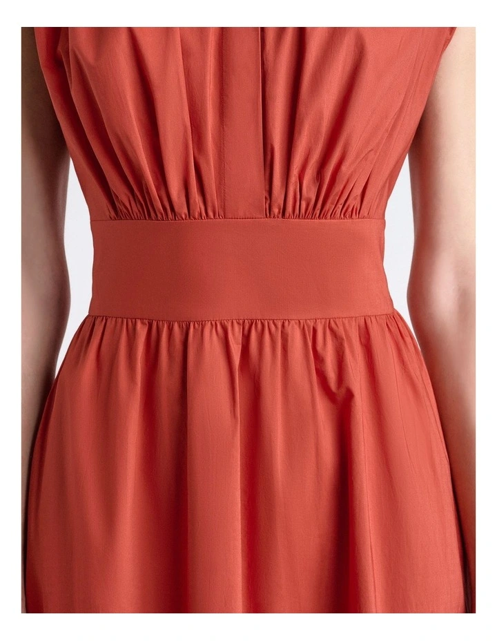 Terracotta Soft Finish Cotton Shirt Dress in Orange image 5