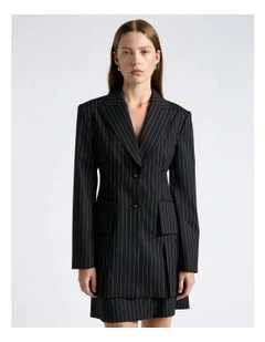 Pinstripe Pleated Blazer