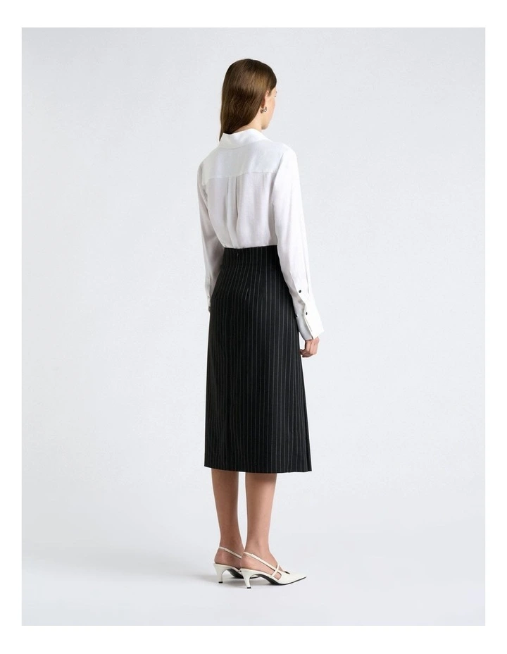 Pinstripe Pleated Midi Skirt image 2
