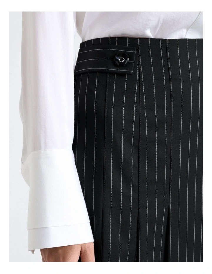 Pinstripe Pleated Midi Skirt image 3