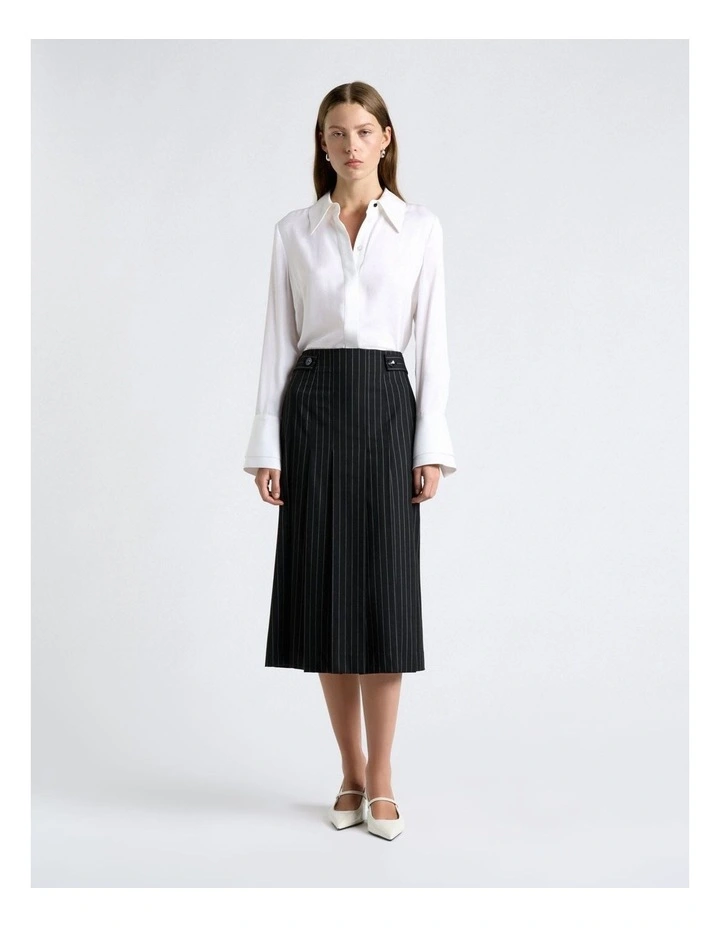 Pinstripe Pleated Midi Skirt image 4