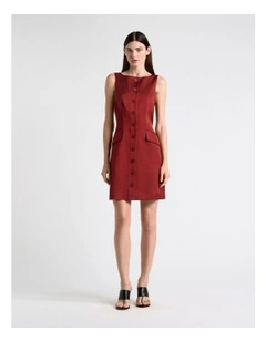 Satin Shift Mini Dress in Red