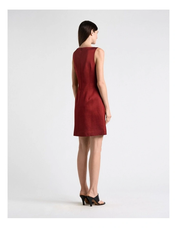 Satin Shift Mini Dress in Red image 2