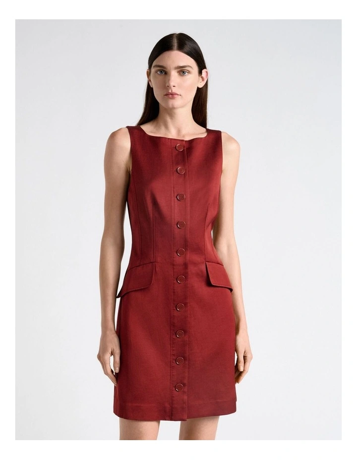 Satin Shift Mini Dress in Red image 3