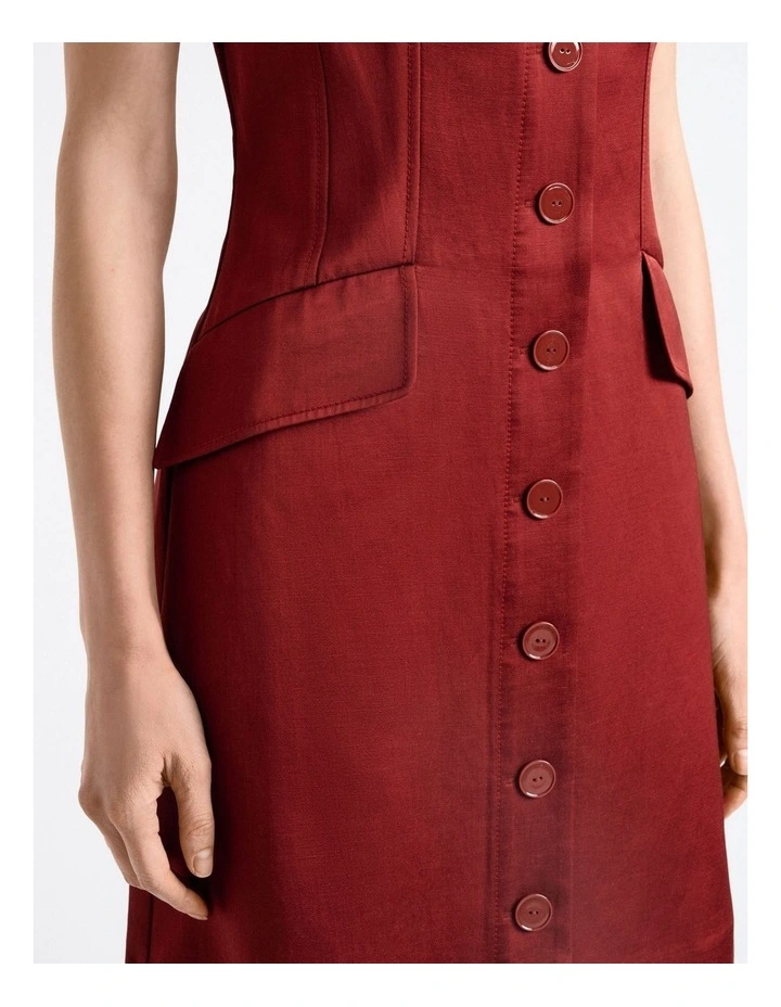 Satin Shift Mini Dress in Red image 4