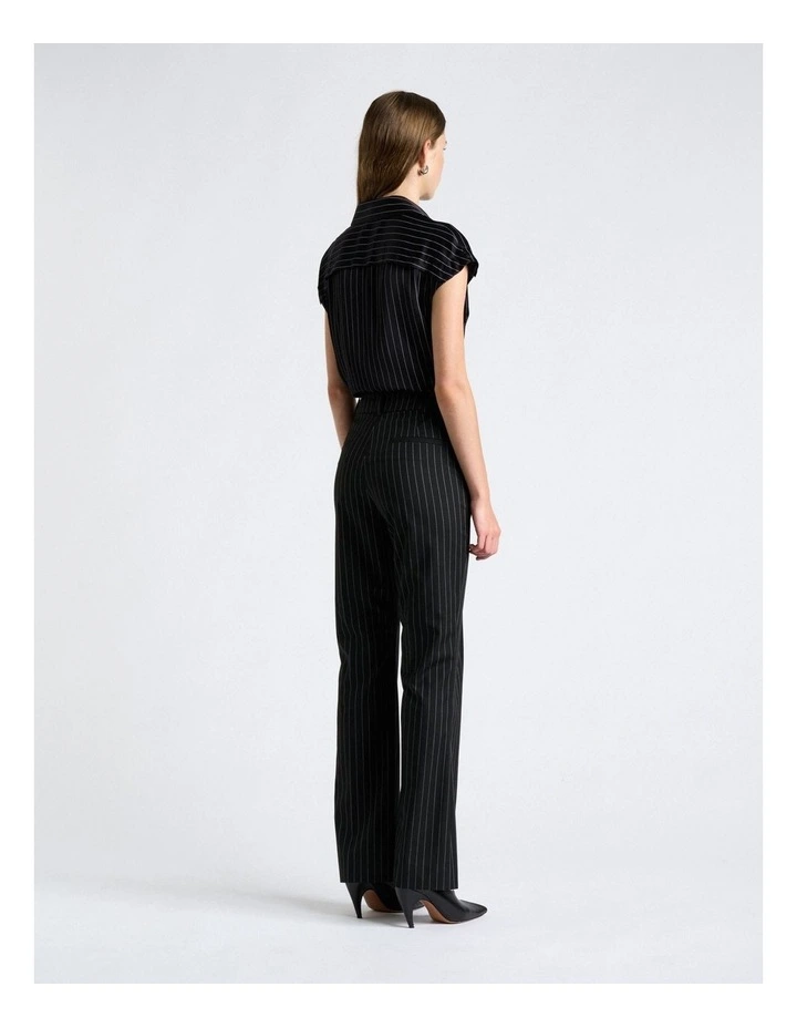 Satin Pinstripe Shirt in Black image 2