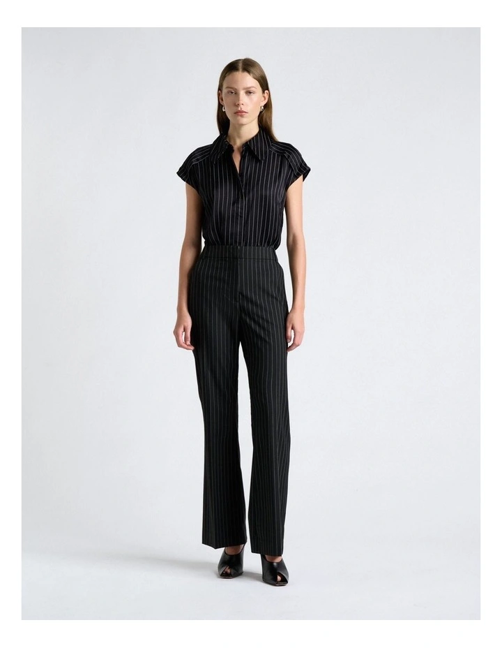 Satin Pinstripe Shirt in Black image 4