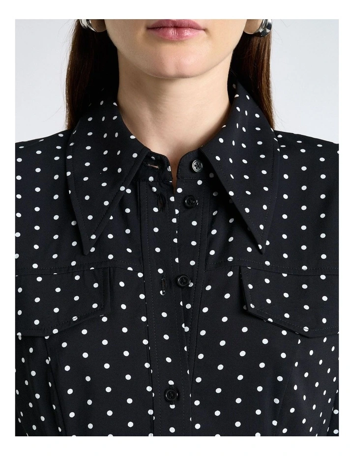 Stretch Viscose Spot Short Sleeve Fitted Shirt image 4