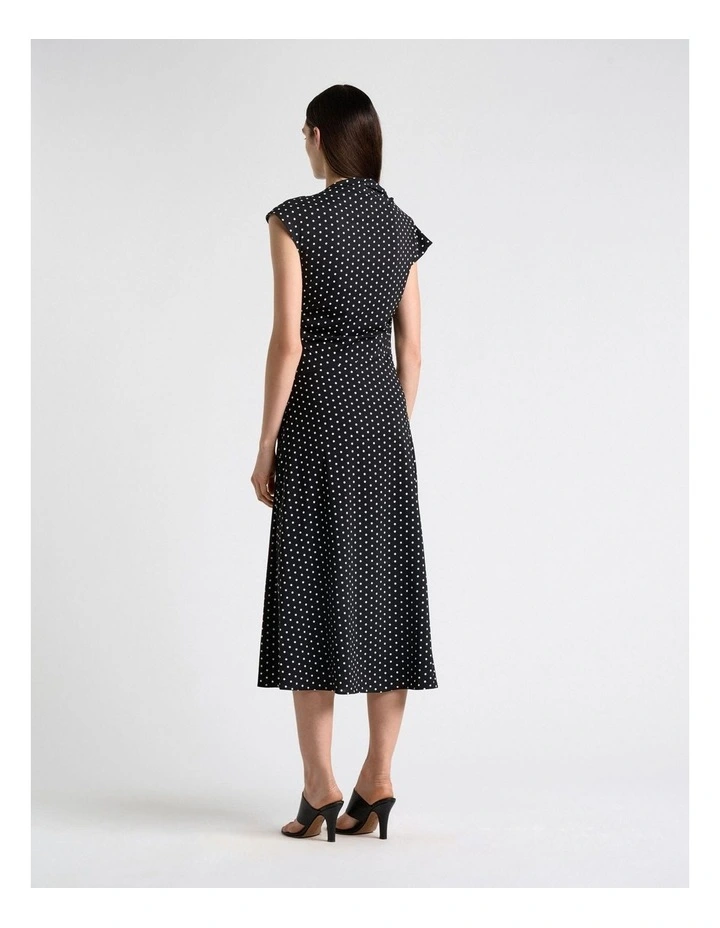 Stretch Viscose Spot Draped Midi Dress image 2