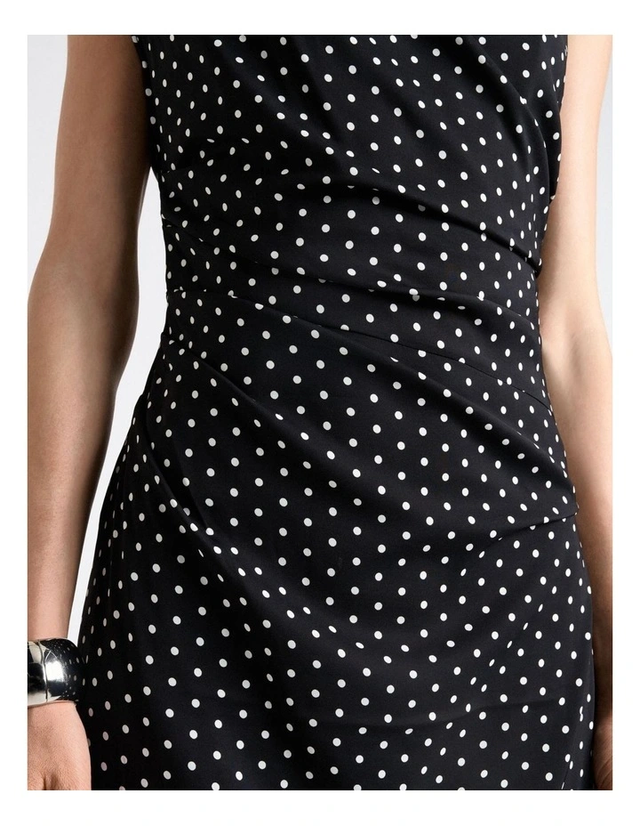Stretch Viscose Spot Draped Midi Dress image 4