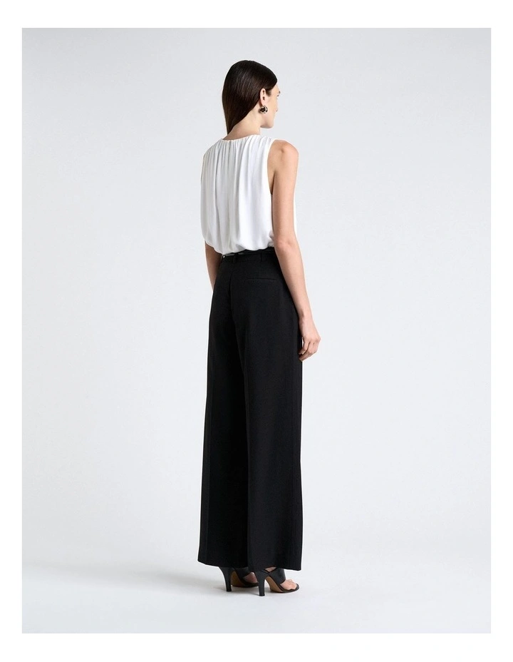 Satin Gathered Neck Top in White image 2