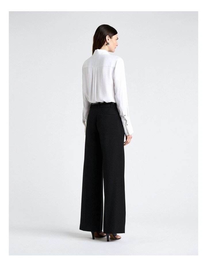 Ivory Satin Double Cuff Shirt in White image 2