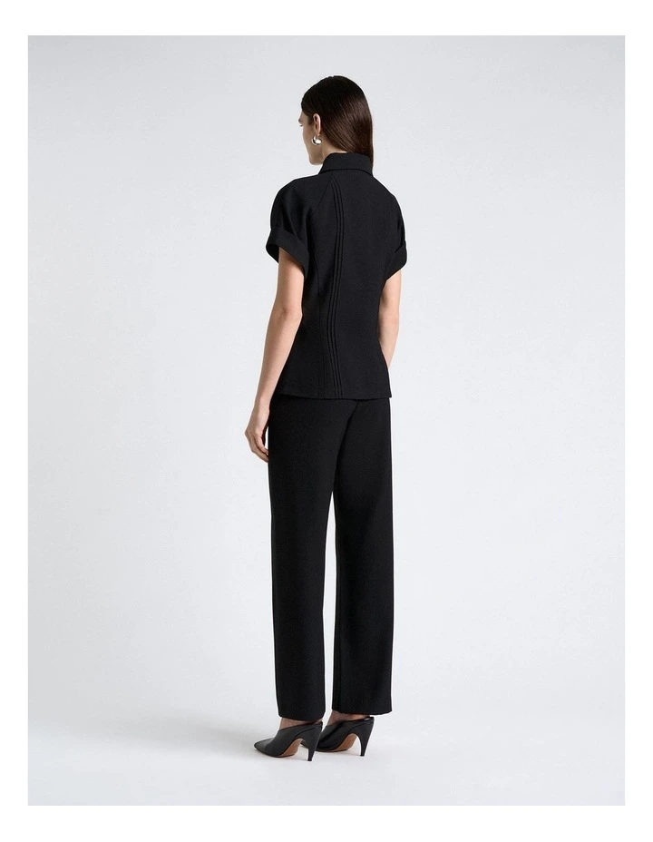 Viscose Twill Pintuck Top in Black image 2