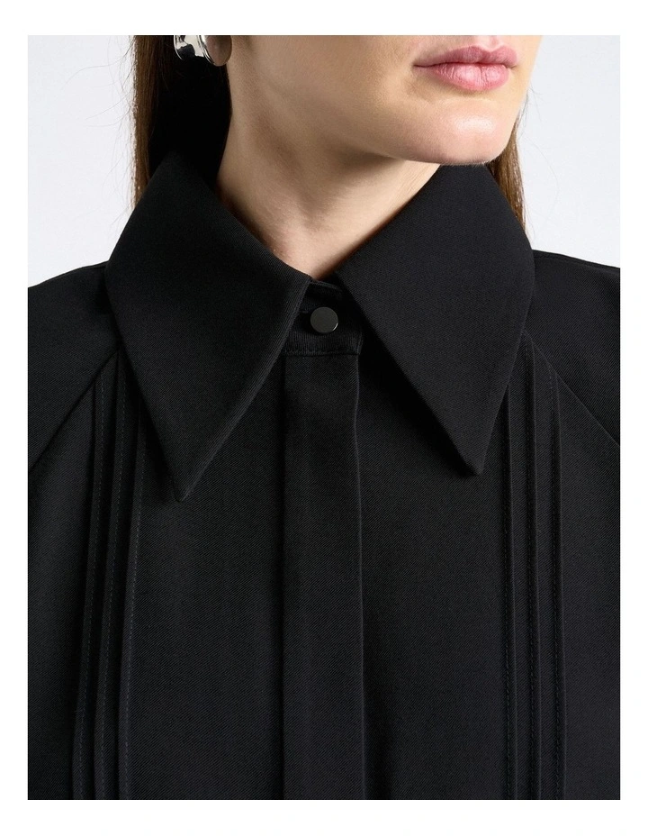 Viscose Twill Pintuck Top in Black image 3