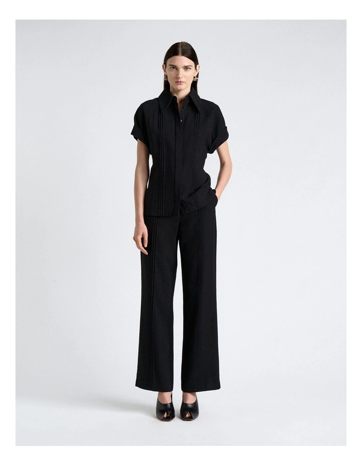 Viscose Twill Pintuck Top in Black image 4