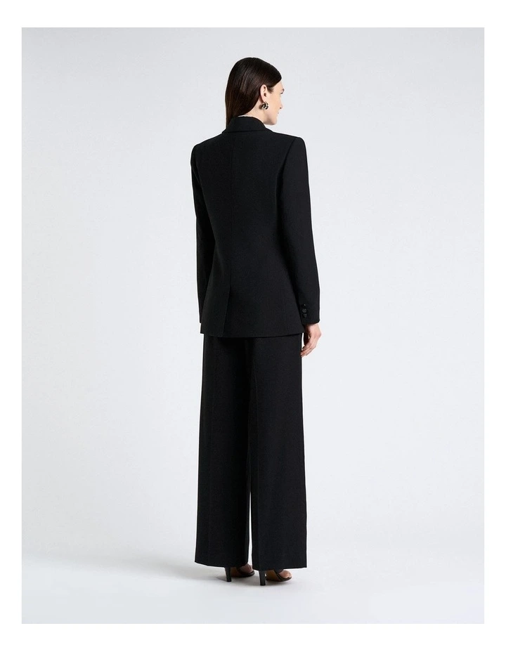 Viscose Twill Longline Blazer in Black image 2