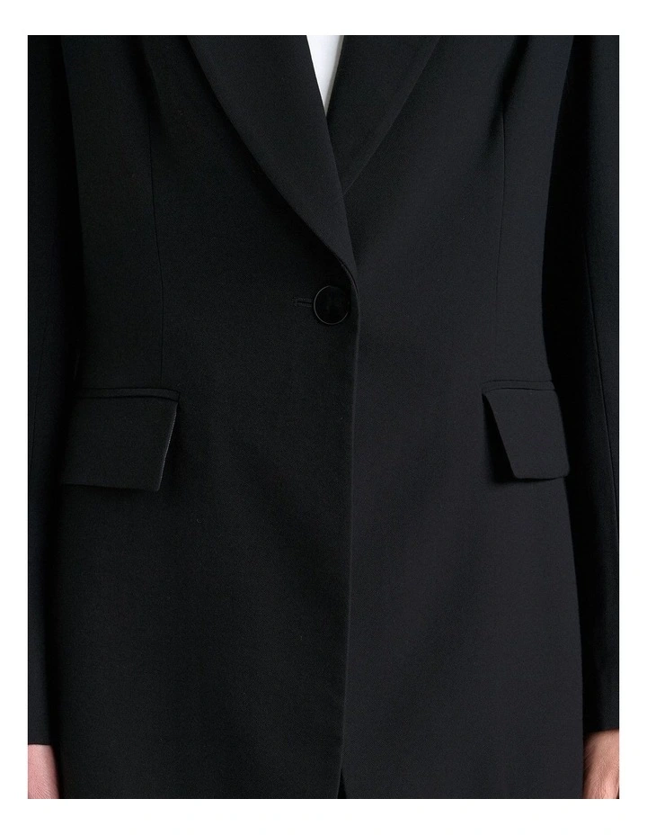 Viscose Twill Longline Blazer in Black image 3