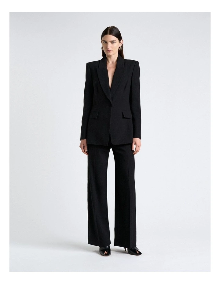 Viscose Twill Longline Blazer in Black image 4