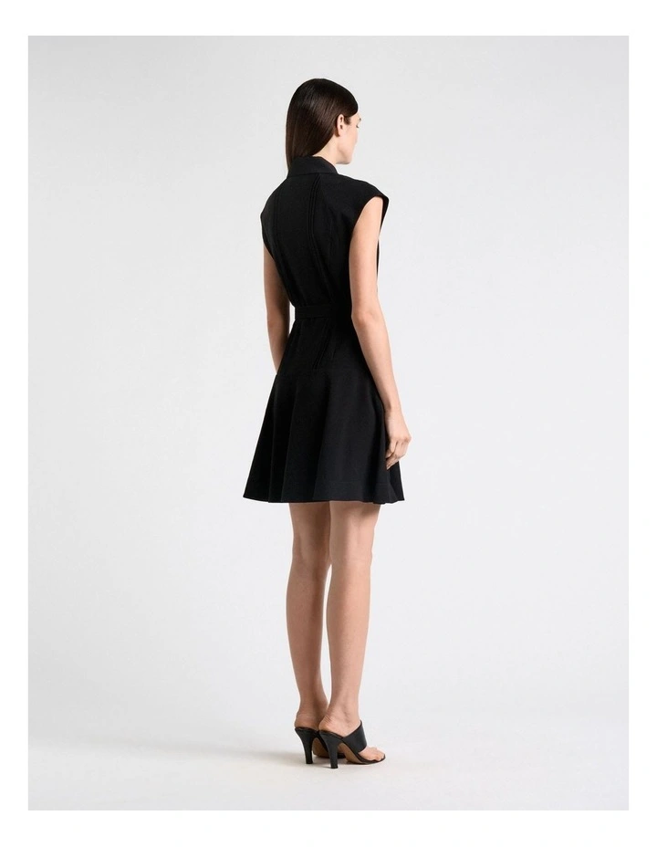 Viscose Twill Pintuck Mini Dress in Black image 2