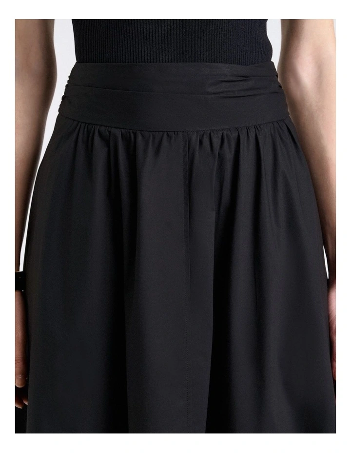 Cotton Full Midi Skirt in Black image 3