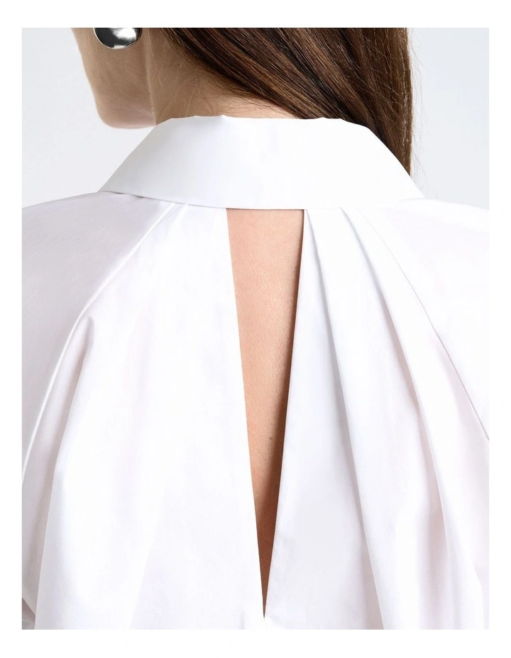 Cotton Keyhole Back Shirt in White image 4