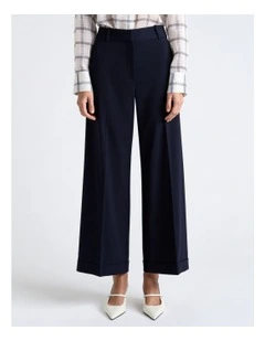 Stretch Suiting Cuffed Cropped Pant