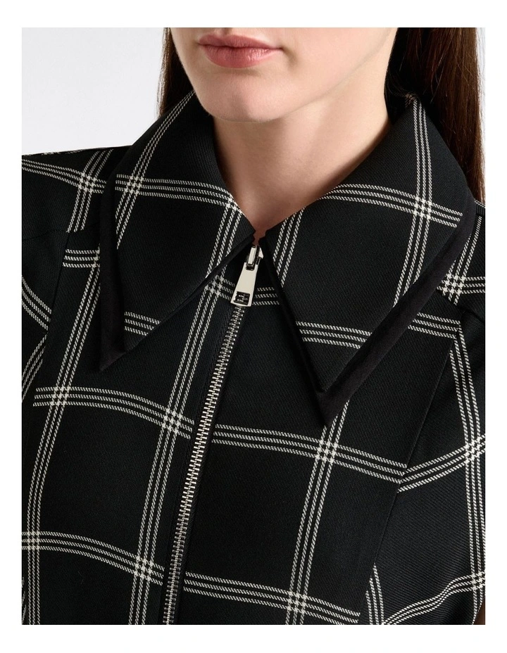 Recycled Check Midi Dress in Black image 4