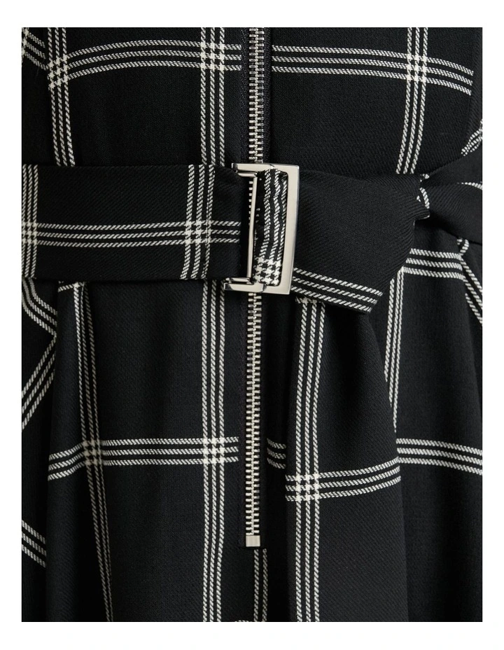 Recycled Check Midi Dress in Black image 5