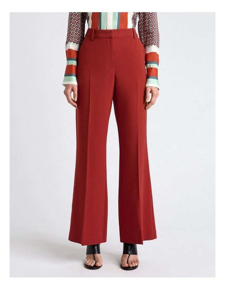 Acetate Blend Boot Leg Pant in Brown image 1