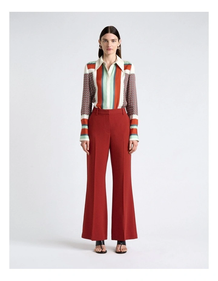 Acetate Blend Boot Leg Pant in Brown image 3