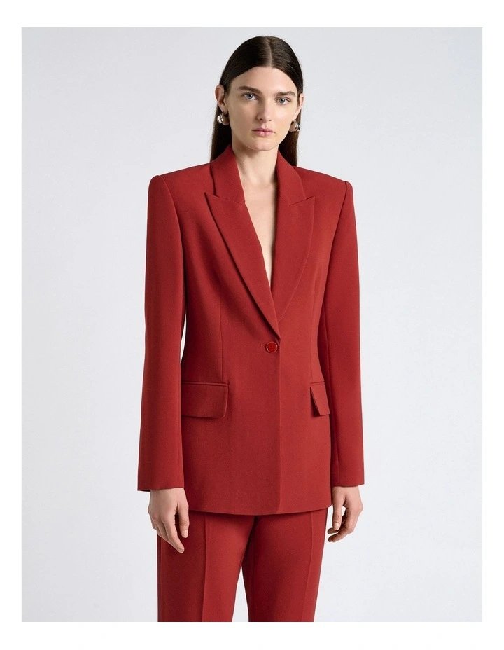 Acetate Blend Hourglass Blazer in Brown image 1